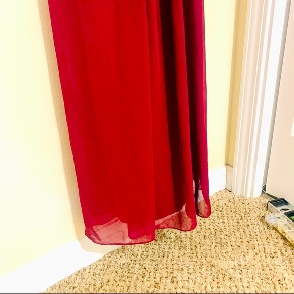 Hayley Paige Burgundy Chiffon Dress prom size 4 - Picture 5 of 7